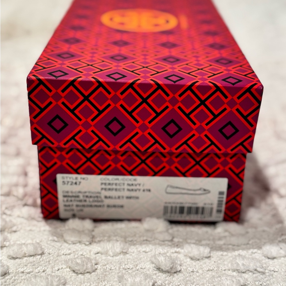 Tory Burch Navy Blue Suede Flats with Medallion - Picture 5 of 8